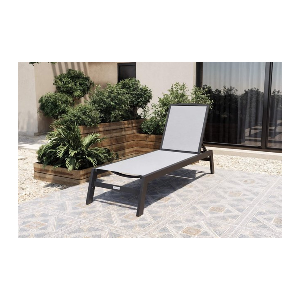 Villana Sylvania Gartenliege in Anthrazit/Grau aus Alu und Textil mit vertikal verstellbarer Rückenlehne und Fußkappen - Bild 1