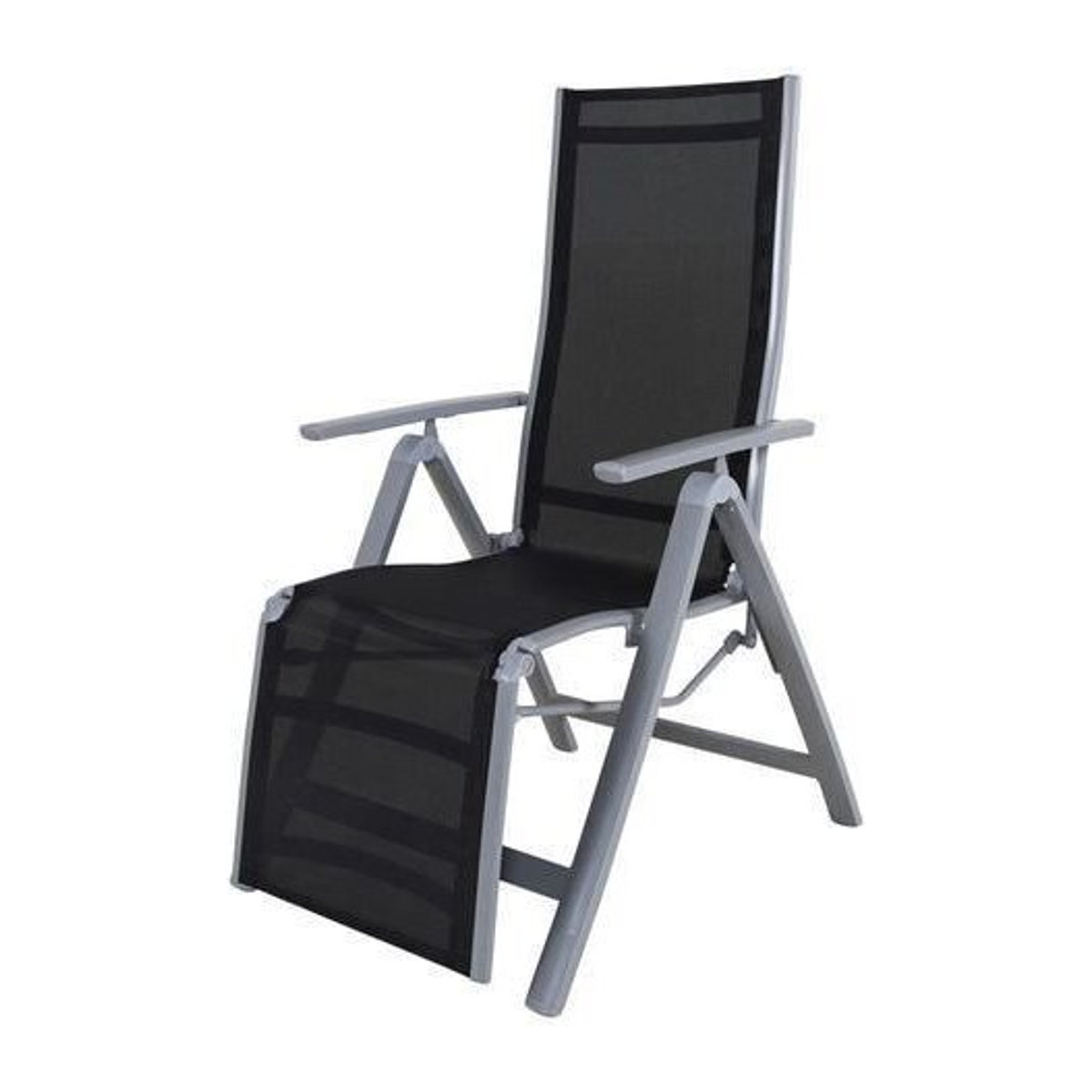 Villana Sylvania Relaxsessel aus Aluminium und Textilene in Silber/Schwarz, klappbar, B/T/H: 67 x 58 x 110 cm - Bild 1