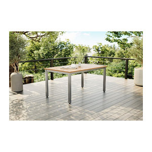 Villana Tasmania Ausziehtisch in Silber aus Aluminium und Eukalyptus, Rechteckig, B/T: 200 x 90 cm (ausziehbar auf 150 x 90 cm)