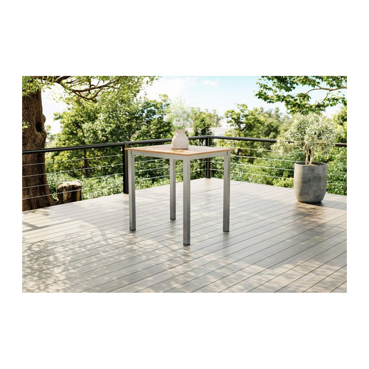 Villana Tasmania Beistelltisch aus Aluminium und Eukalyptus-Holz in Silber und Braun, B/T/H: 45 x 45 x 45 cm - Bild 1