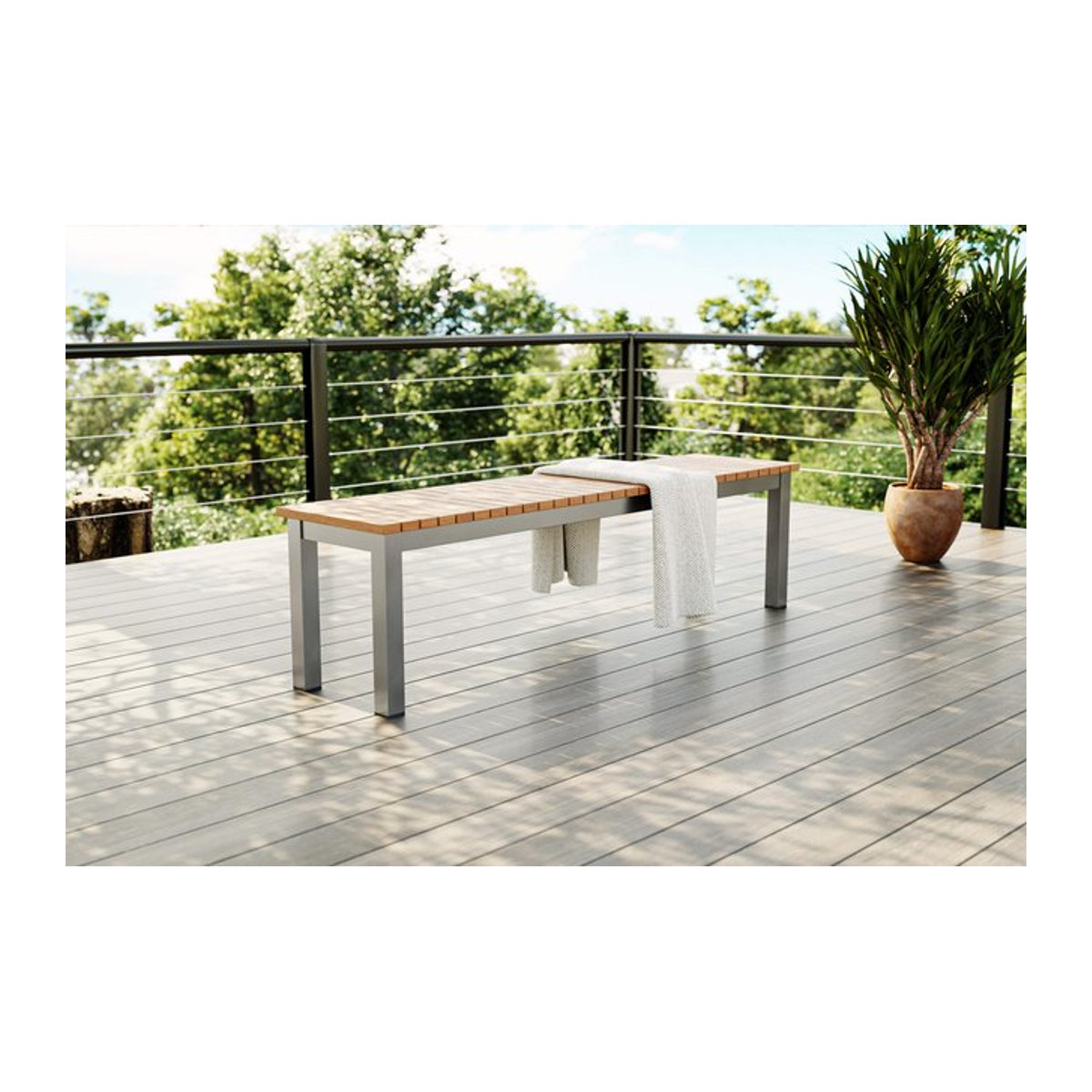 Villana Tasmania Gartenbank Modern in Silber aus Aluminium und Eukalyptus - Bild 1