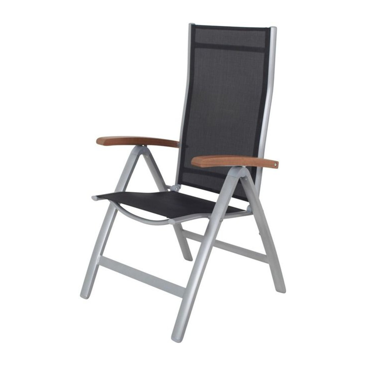 Villana Victoria Klappstuhl aus Alu und Textilene in Silber/Schwarz, H x B x T: 110 x 64 x 58 cm - Bild 1
