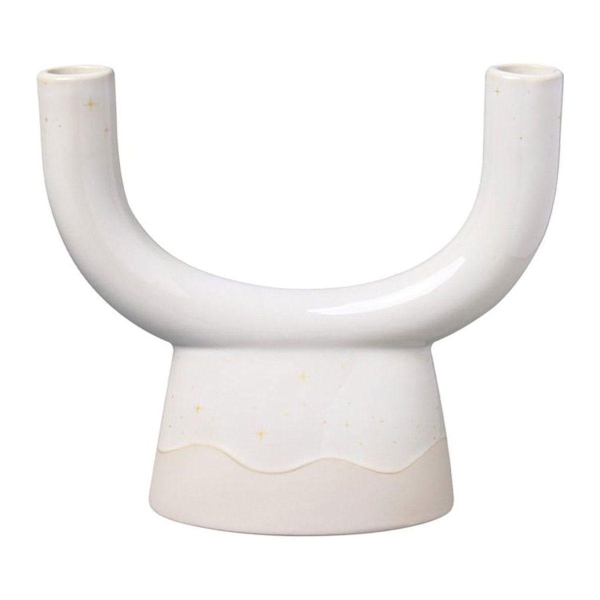 Villeroy & Boch like. Kerzenhalter U-Form Winter Glow aus Keramik in Weiß für Stumpenkerzen - Bild 1