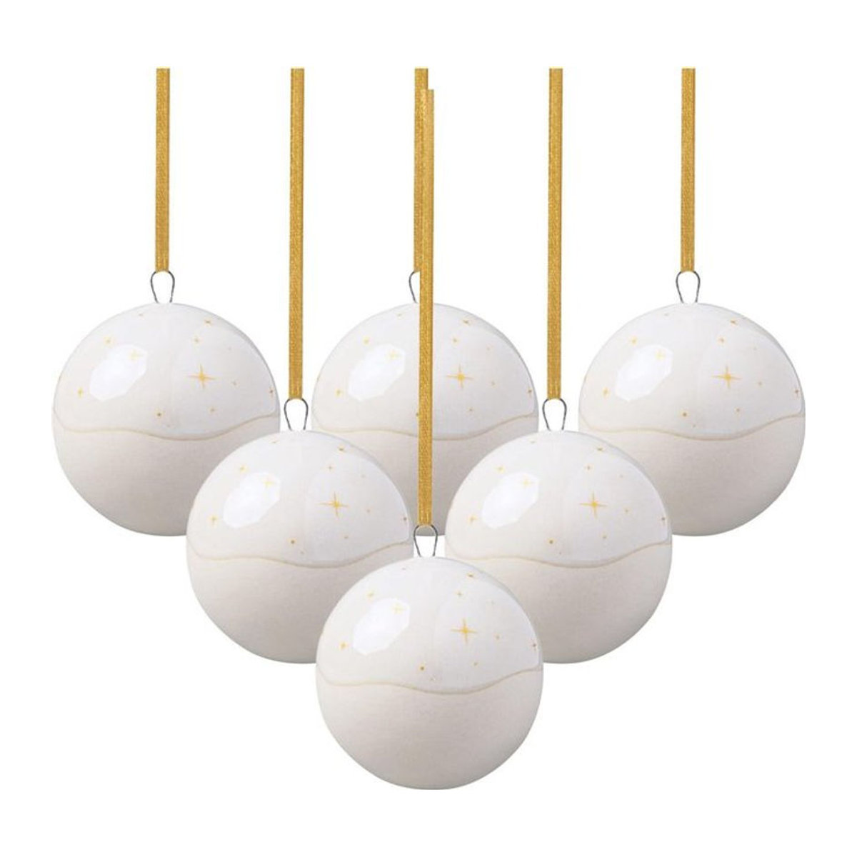Villeroy & Boch like. Ornamente Kugel Winter Glow 6er Set aus Keramik in Weiß mit Durchmesser: 6,2 cm - Bild 1