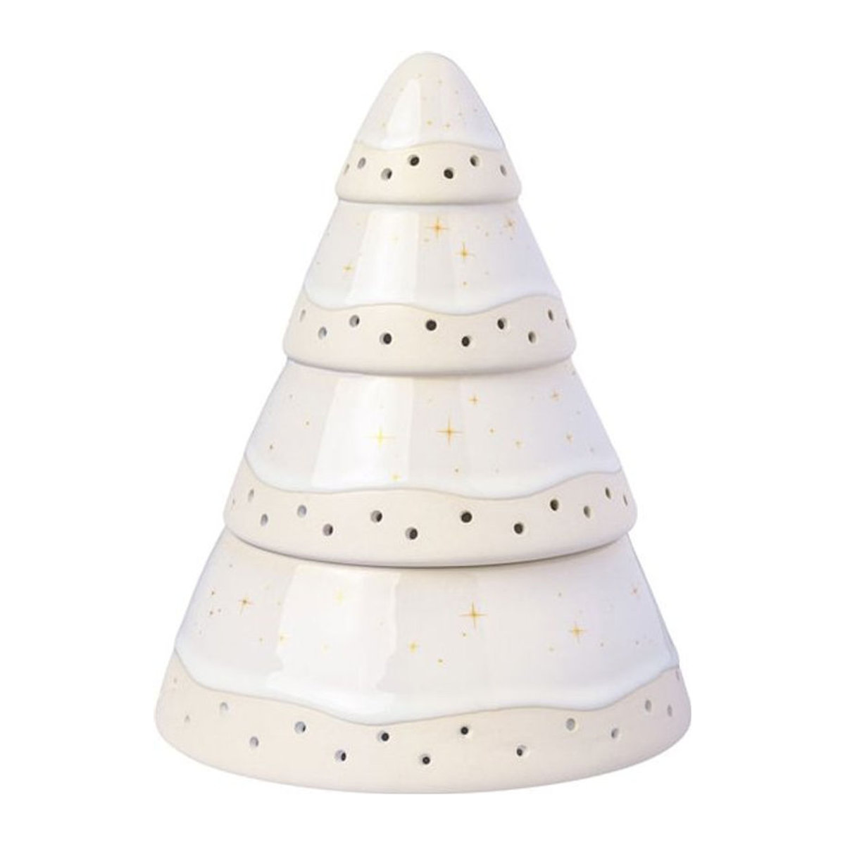Villeroy & Boch like. Windlicht Baum Winter Glow aus Keramik in Weiß Durchmesser: 14,6 cm - Bild 1