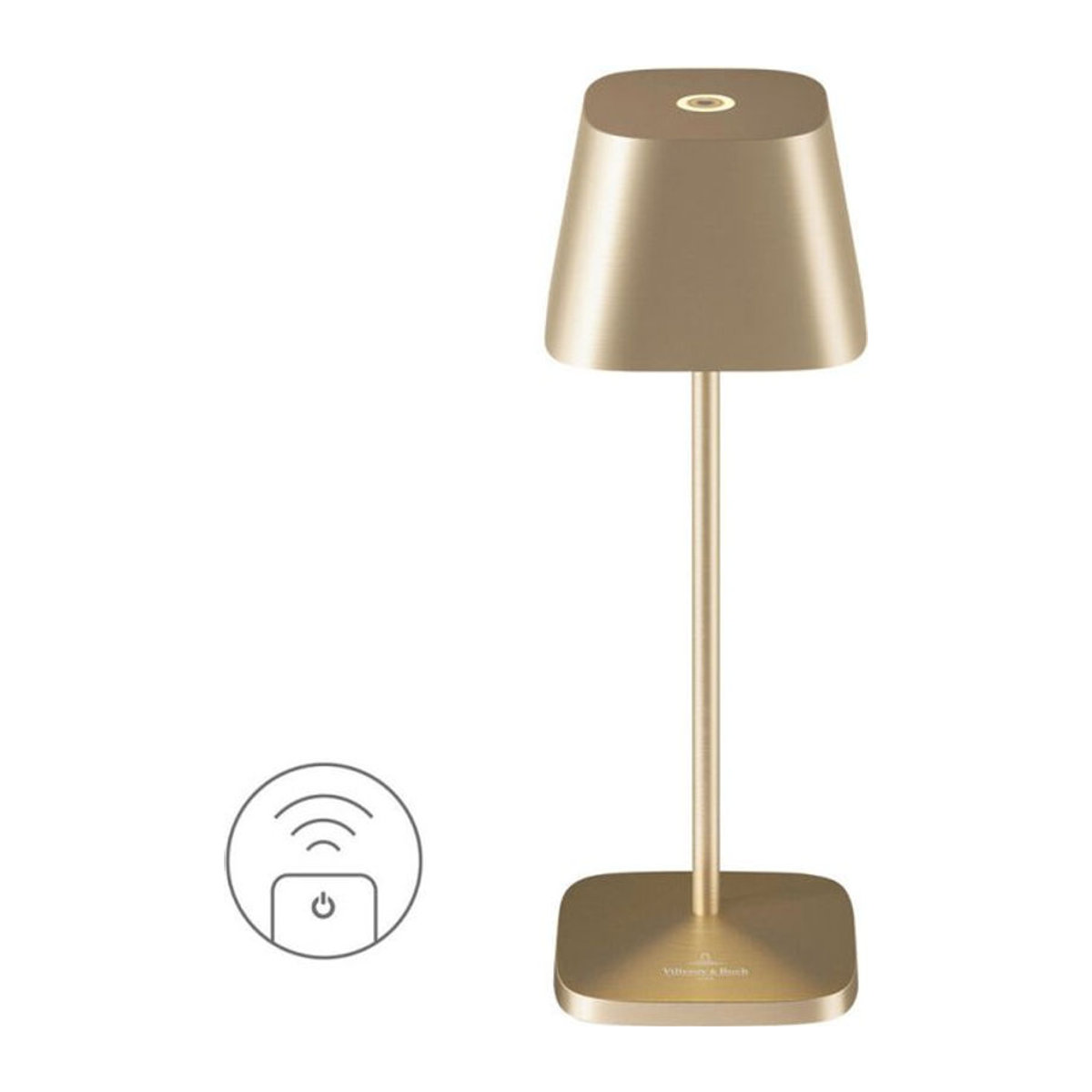 Villeroy & Boch Neapel Micro RC Akku-Tischleuchte aus Aluminium in Gold gebürstet mit LED, H x B x T: 20 x 6,5 x 6,5 cm - Bild 1
