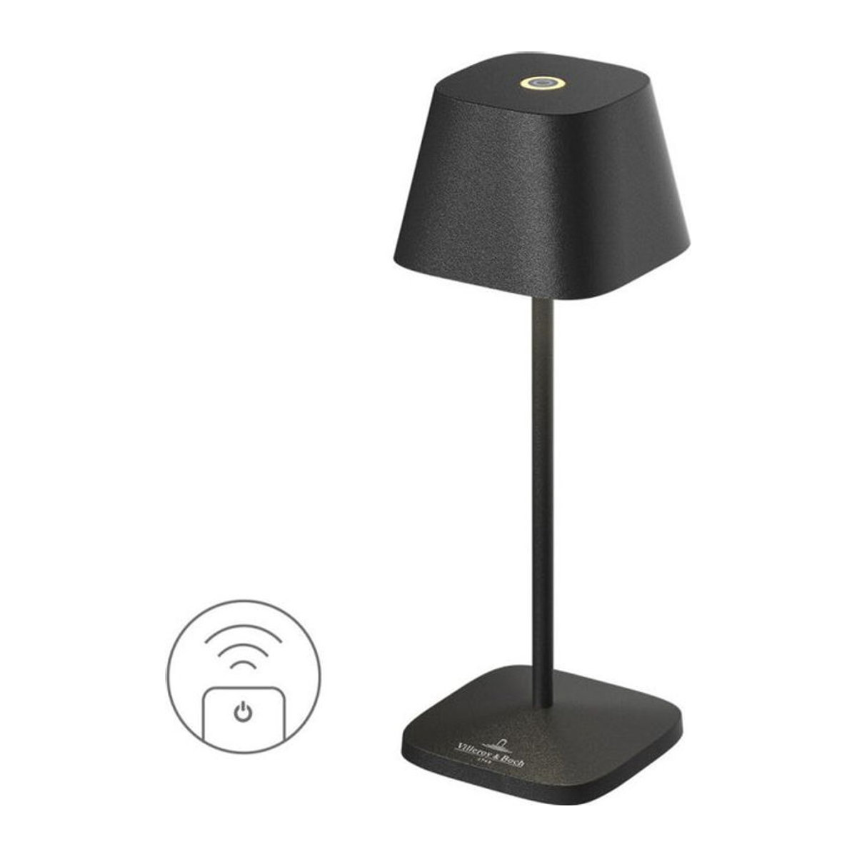 Villeroy & Boch Neapel Micro RC Akku-Tischleuchte aus Aluminium in Schwarz mit warmweißem LED-Licht, B/T/H: 6,5 x 6,5 x 20 cm - Bild 1