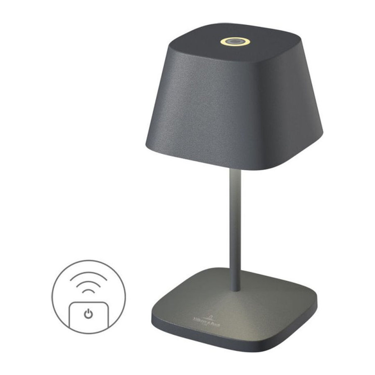 Villeroy & Boch Neapel RC Akku-Tischleuchte aus Aluminium in Anthrazit mit LED, B/T/H: 10 x 10 x 20 cm - Bild 1