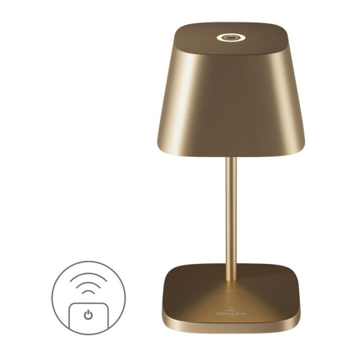 Villeroy & Boch Neapel RC Akku-Tischleuchte aus Aluminium in Gold gebürstet mit LED, L 10 x B 10 x H 20 cm - Bild 1