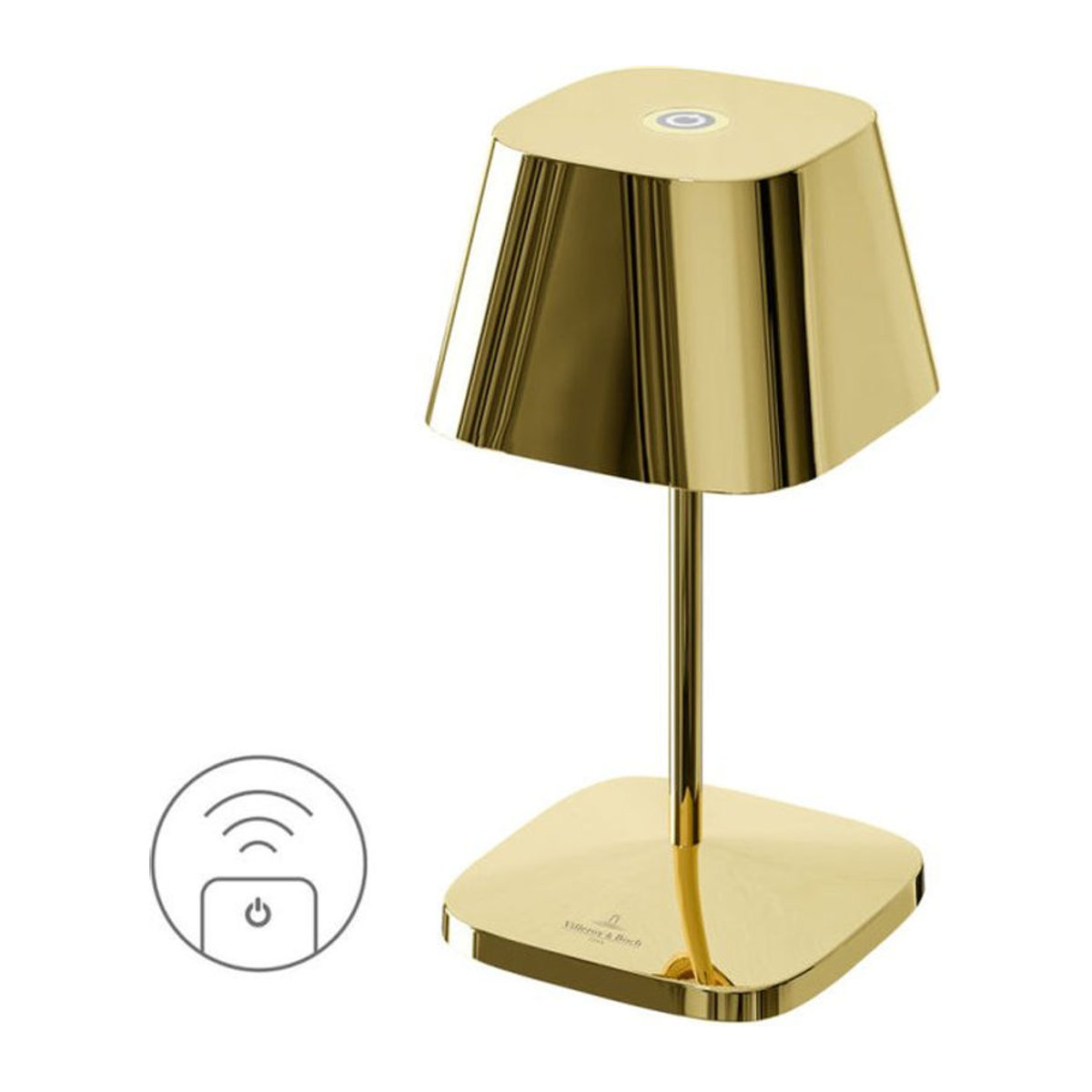 Villeroy & Boch Neapel RC Akku-Tischleuchte aus Aluminium in Gold mit LED, B/T/H: 10 x 10 x 20 cm - Bild 1