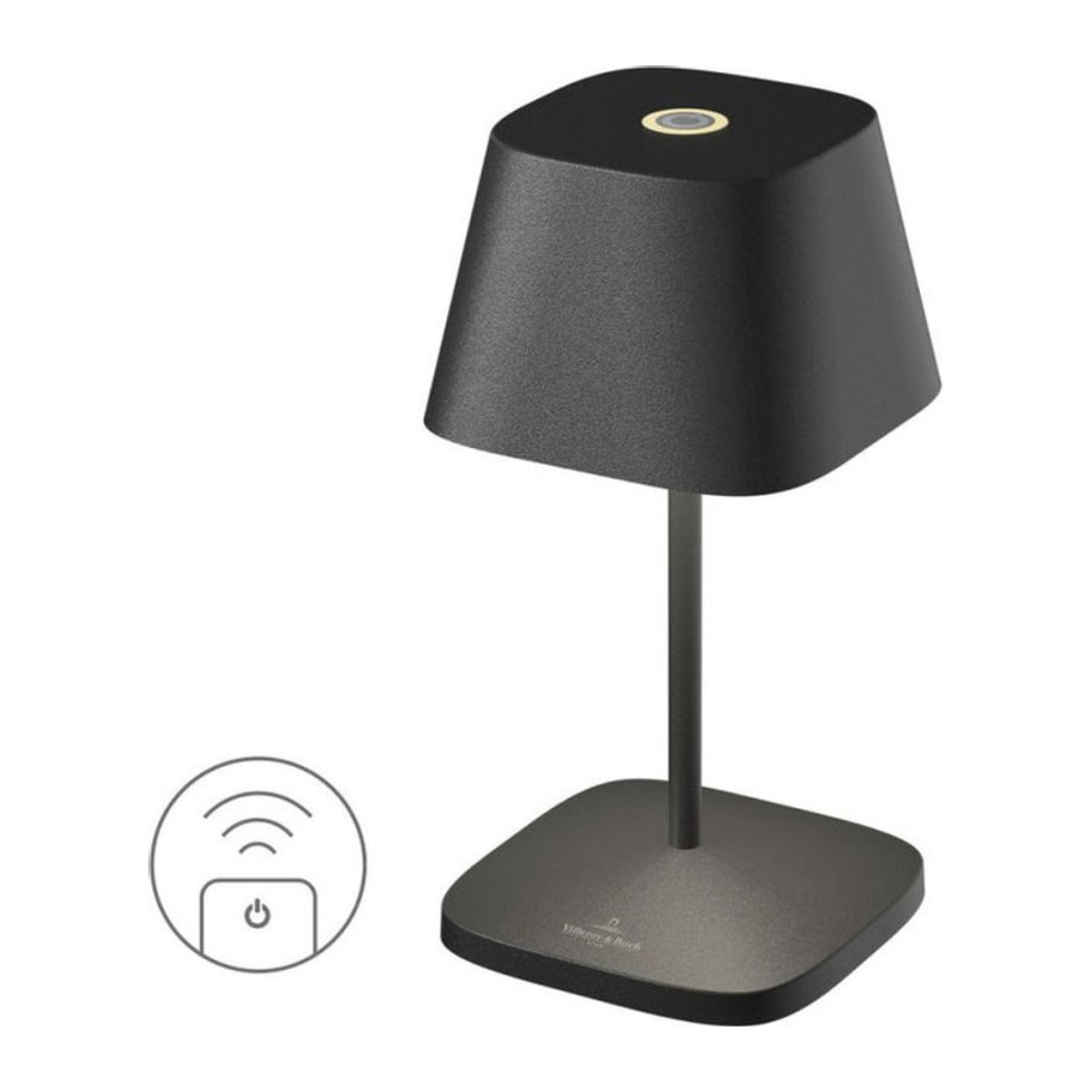Villeroy & Boch Neapel RC Akku-Tischleuchte aus Aluminium in Schwarz mit LED, B/T/H: 10 x 10 x 20 cm - Bild 1