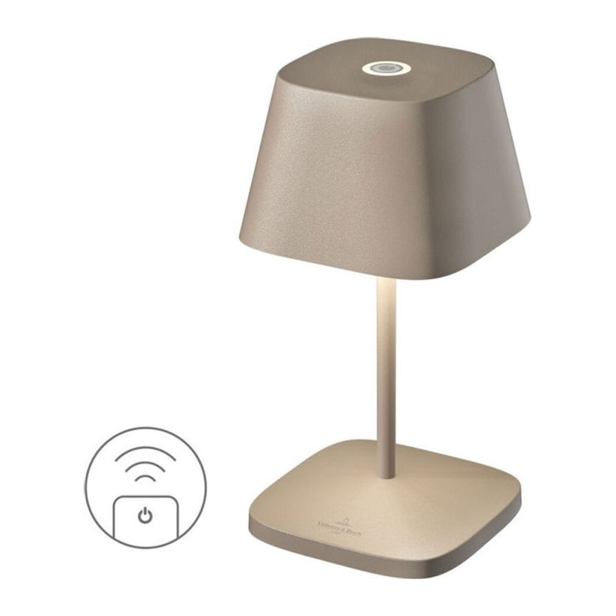 Villeroy & Boch Neapel RC Akku-Tischleuchte LED in Beige mit Aluminium-Elementen, B/T/H: 10 x 10 x 20 cm - Bild 1