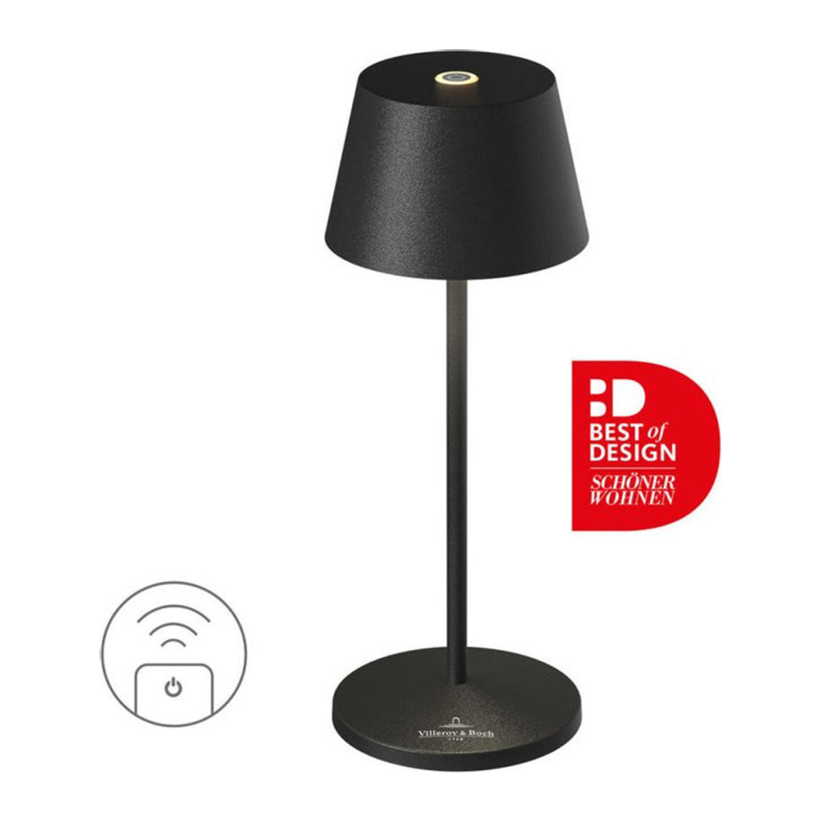 Villeroy & Boch SEOUL MICRO RC Akku-Tischleuchte aus Aluminium in Schwarz mit LED - Bild 1