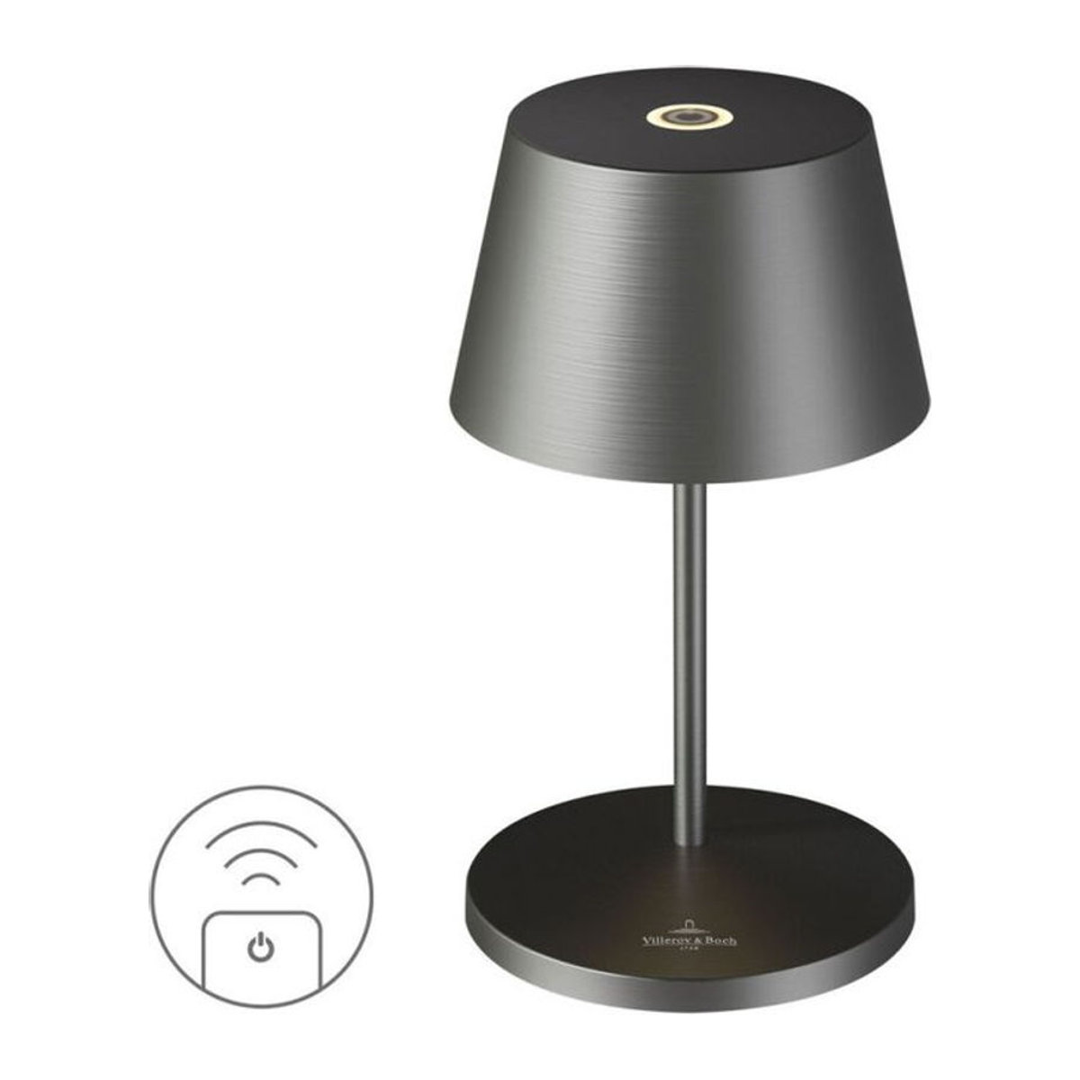 Villeroy & Boch SEOUL RC LED-Akku-Tischleuchte in Anthrazit mit Aluminiumgehäuse, Durchmesser: 11 cm, Höhe: 20 cm - Bild 1