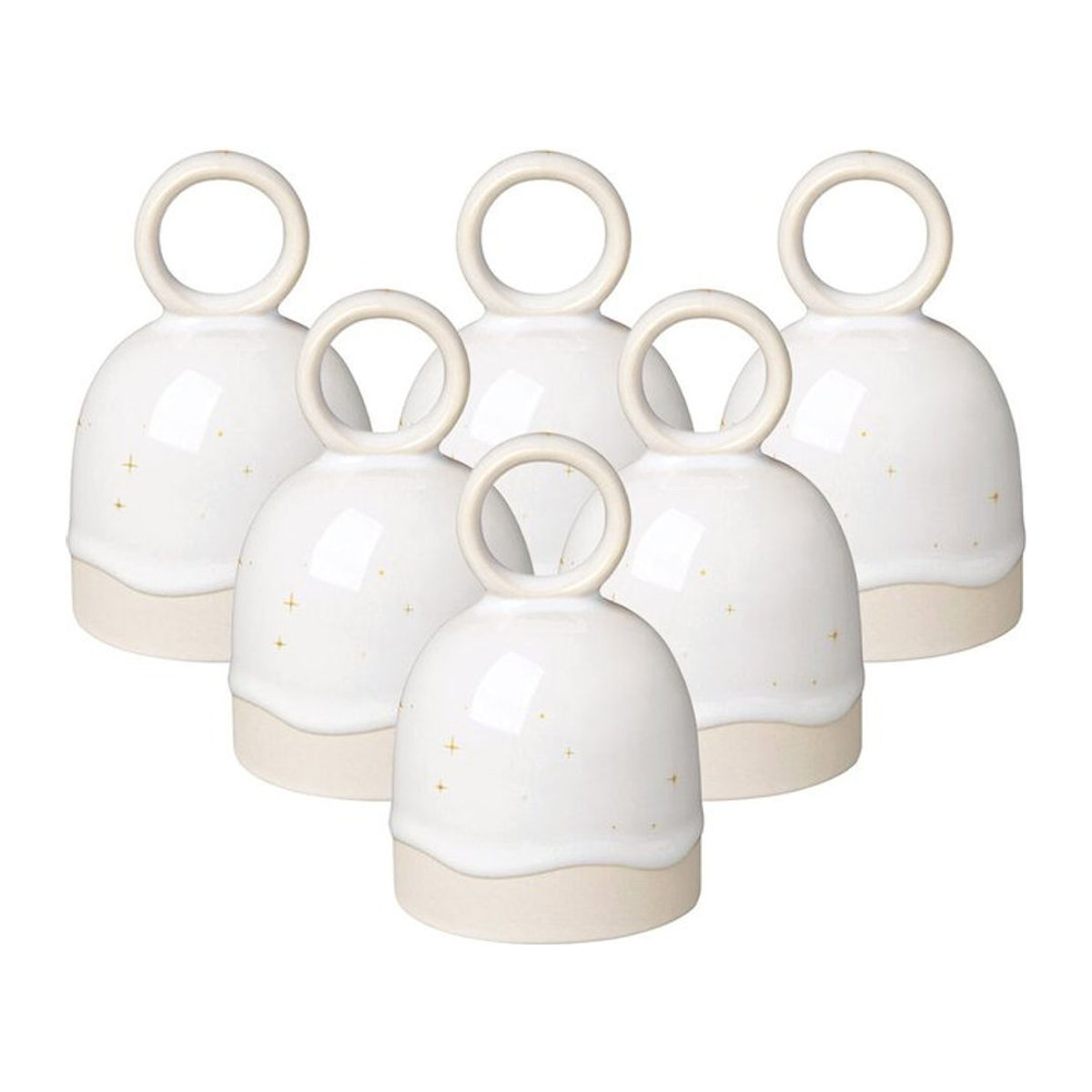 Villeroy & Boch Tischglocken Winter Glow aus Porzellan, 6er Set, Weiß, Durchmesser: 6,6 cm - Bild 1