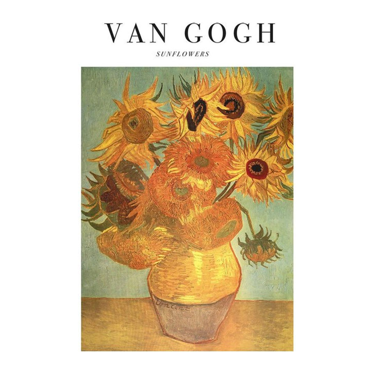Vincent Van Gogh Sonnenblumendruck auf Papier in Gelb, Querformat, 50 x 50 cm - Bild 1