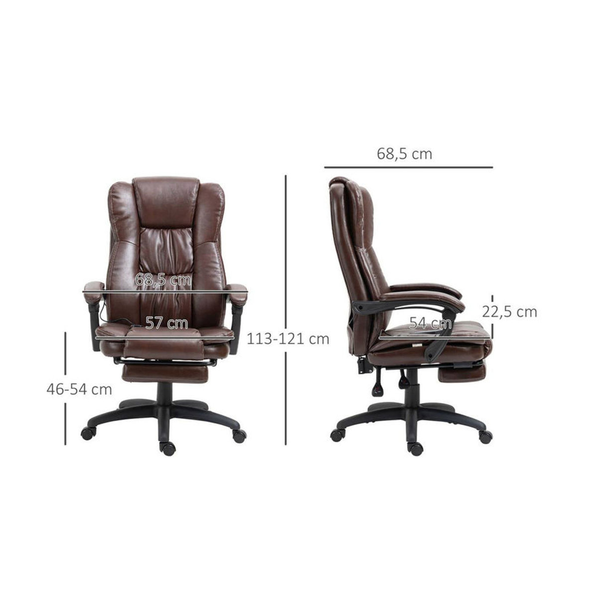 Vinsetto Drehstuhl 921-539V90BN in Braun aus Kunstleder - Bild 2