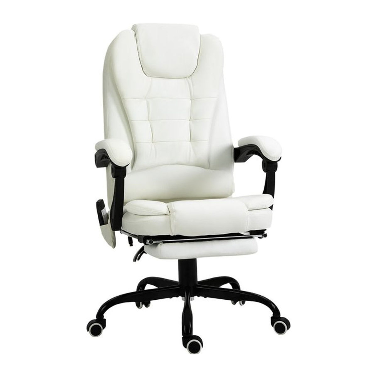 Vinsetto Massagesessel Chefsessel mit 7 Massagepunkten und integrierter Fußstütze in Weiß von Aosom, B/T/H: 67 x 79 x 111-121 cm - Bild 1