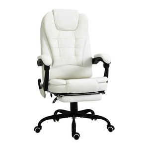 Vinsetto Massagesessel Chefsessel mit 7 Massagepunkten und integrierter Fußstütze in Weiß von Aosom, B/T/H: 67 x 79 x 111-121 cm