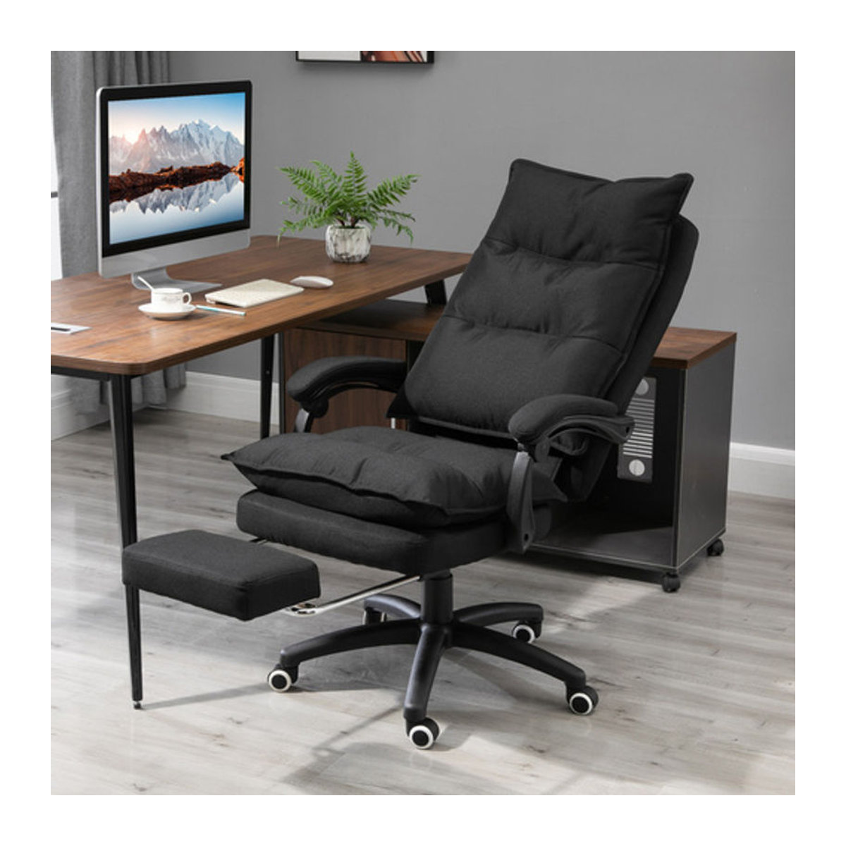 Vinsetto Relaxsessel Chefsessel in Schwarz aus Nylon und Polypropylen, Breite: 62 cm - Bild 4