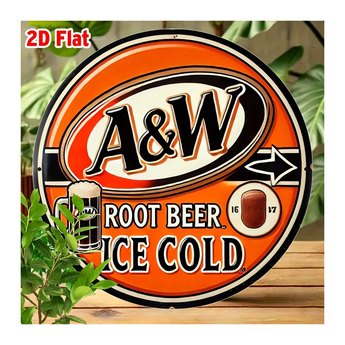 Vintage A&W Root Beer Aluminium Wandschild in Orange mit Retro-Design für Küche und Zuhause - Bild 2