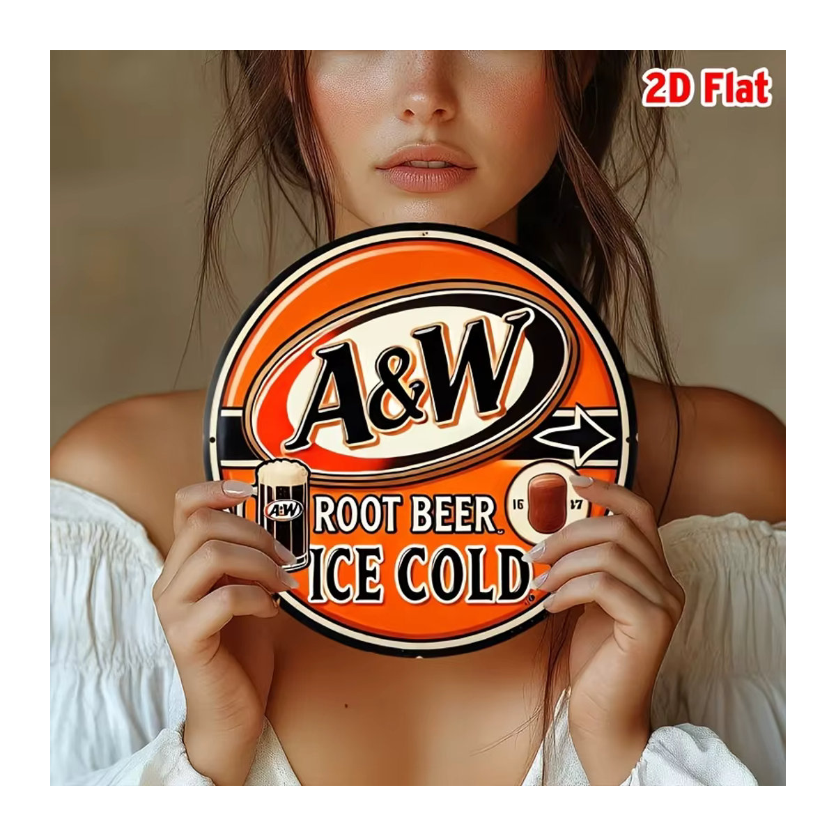 Vintage A&W Root Beer Aluminium Wandschild in Orange mit Retro-Design für Küche und Zuhause - Bild 4
