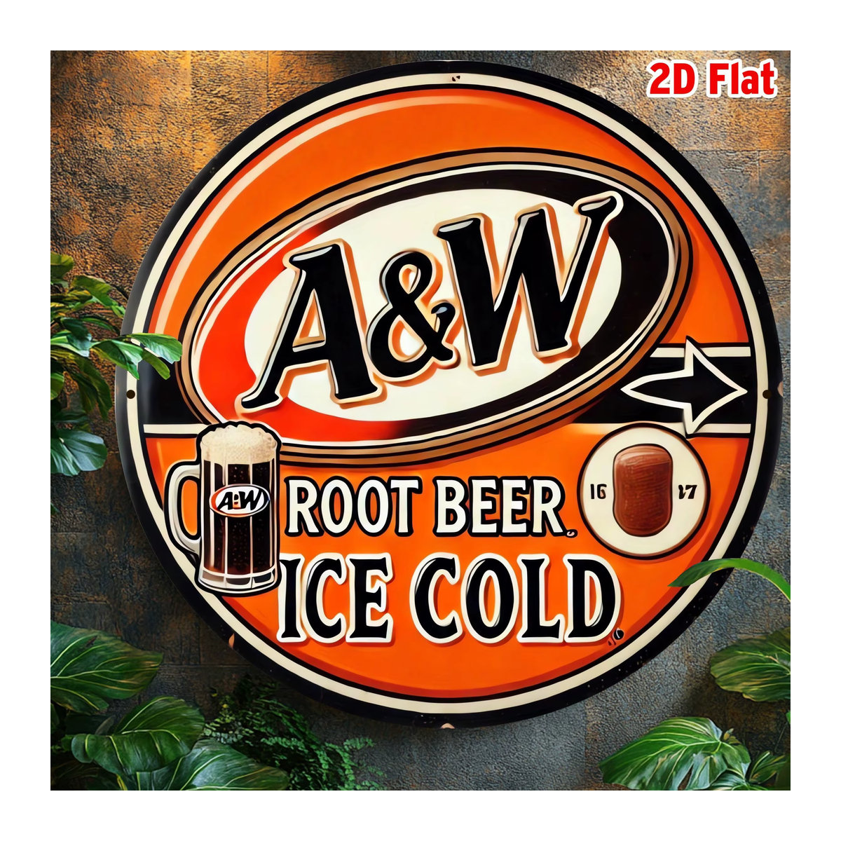 Vintage A&W Root Beer Aluminium Wandschild in Orange mit Retro-Design für Küche und Zuhause - Bild 6