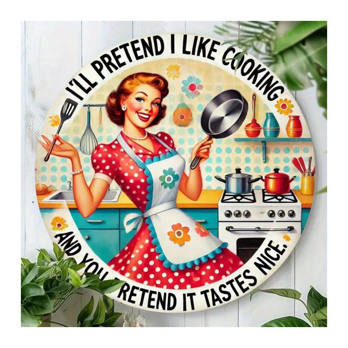 Vintage Aluminium-Wandkunst CIFBUY I'll Pretend I Like Cooking Schild, mehrfarbig, Metall-Küchendekoration - Bild 1