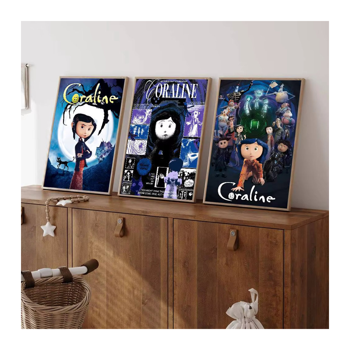 Vintage Anime Poster C-Coraline Porträt Wandkunst in HD-Qualität, mehrfarbig, rahmenlos, Hochformat - Bild 3