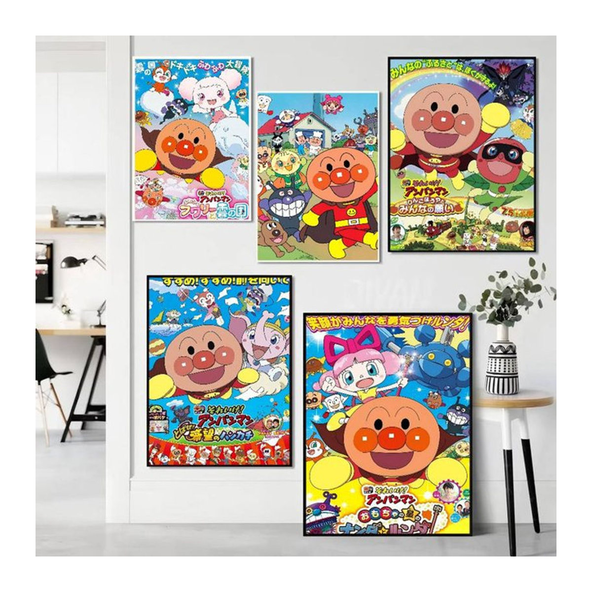 Vintage Anpanman Anime Wandposter als selbstklebender Wanddekor für Kinderzimmer und Café, mehrfarbig, Hochformat, rechteckig, rahmenlos - Bild 1