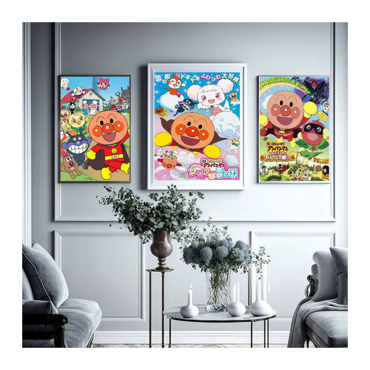 Vintage Anpanman Anime Wandposter als selbstklebender Wanddekor für Kinderzimmer und Café, mehrfarbig, Hochformat, rechteckig, rahmenlos - Bild 2