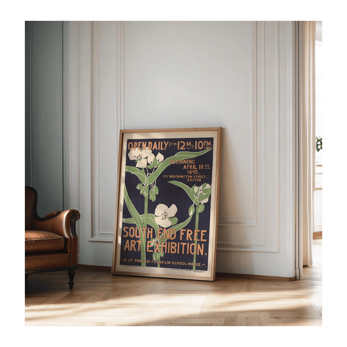 Vintage Art Nouveau Wandkunst Poster mit floralem Design in Mehrfarbig, Hochformat, Rechteckig - Bild 1