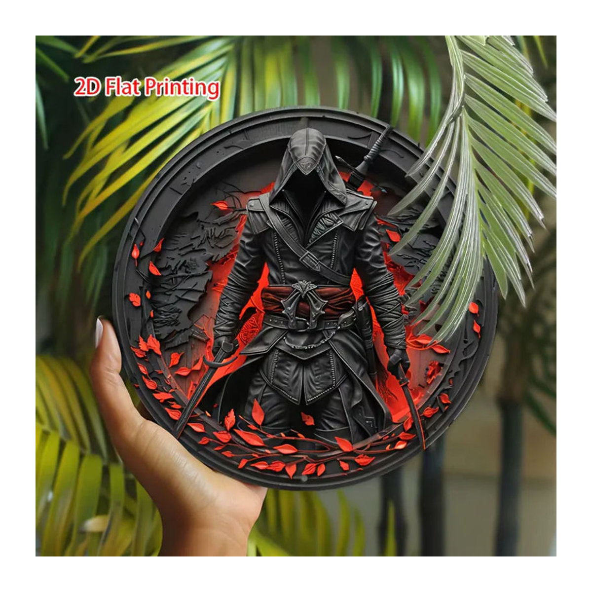Vintage Assassin Aluminium-Wandkunst-Schild von CIFBUY, quadratische Metalldekoration in Schwarz, Breite: 20,32 cm, Höhe: 20,32 cm - Bild 2