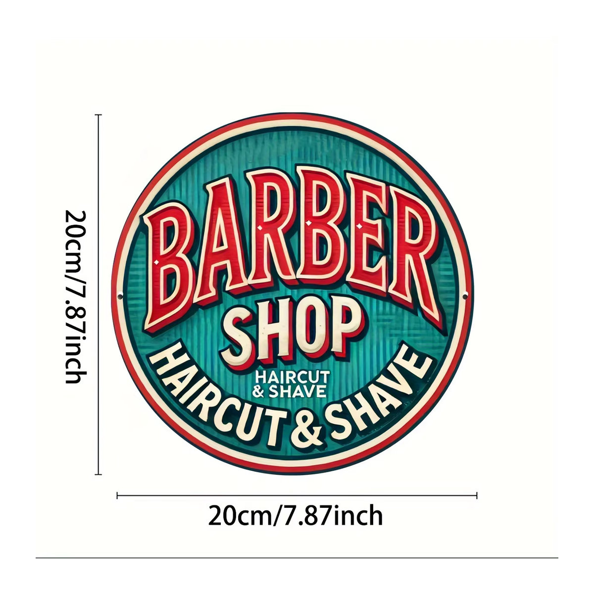 Vintage Barber Shop Rundes Aluminiumschild von Potdemiel, Mehrfarbig, Durchmesser: 20,3 cm - Bild 2