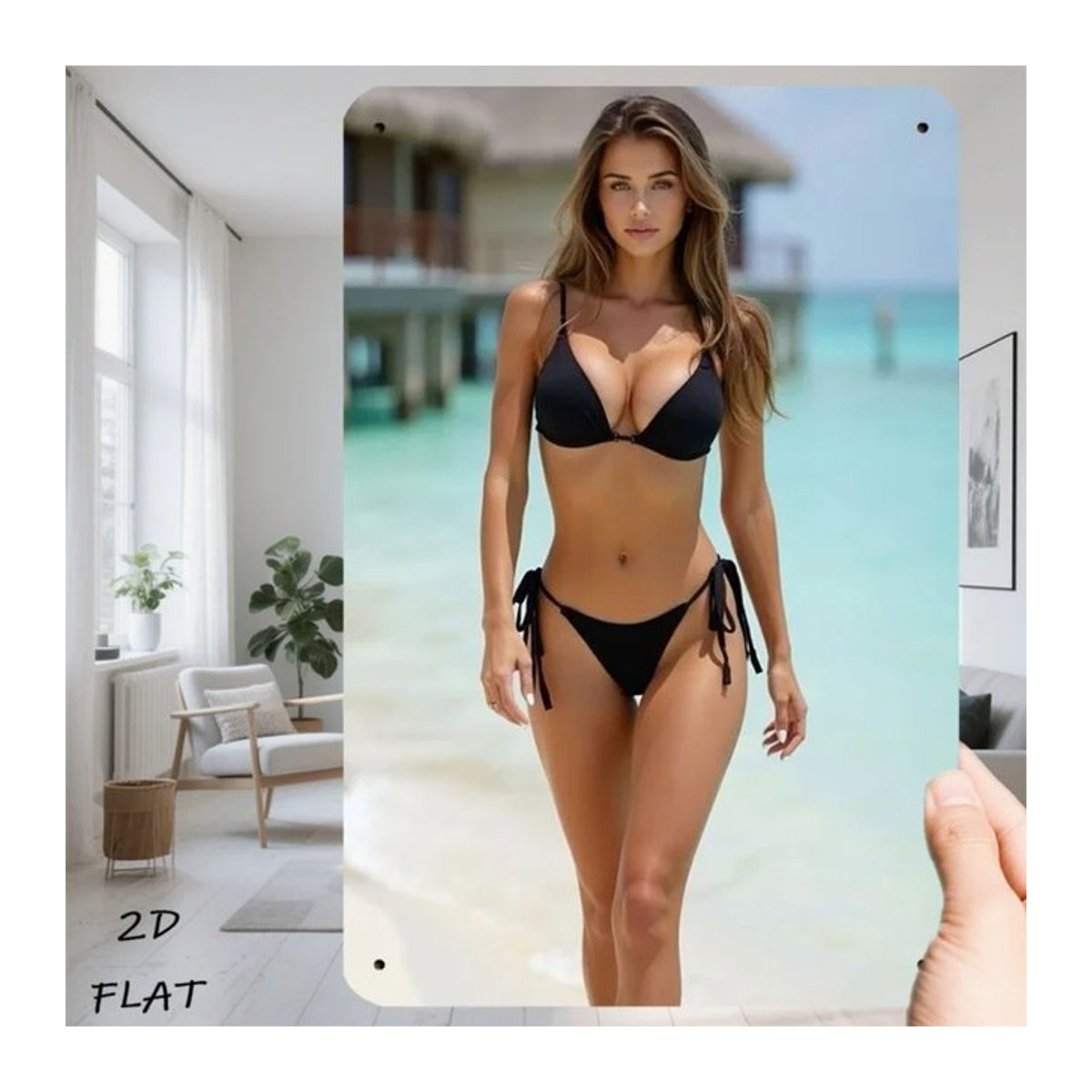 Vintage Beach Bikini Metallschild CIFBUY Retro Wanddekoration mehrfarbig B: 30,48 cm, H: 20,32 cm - Bild 1