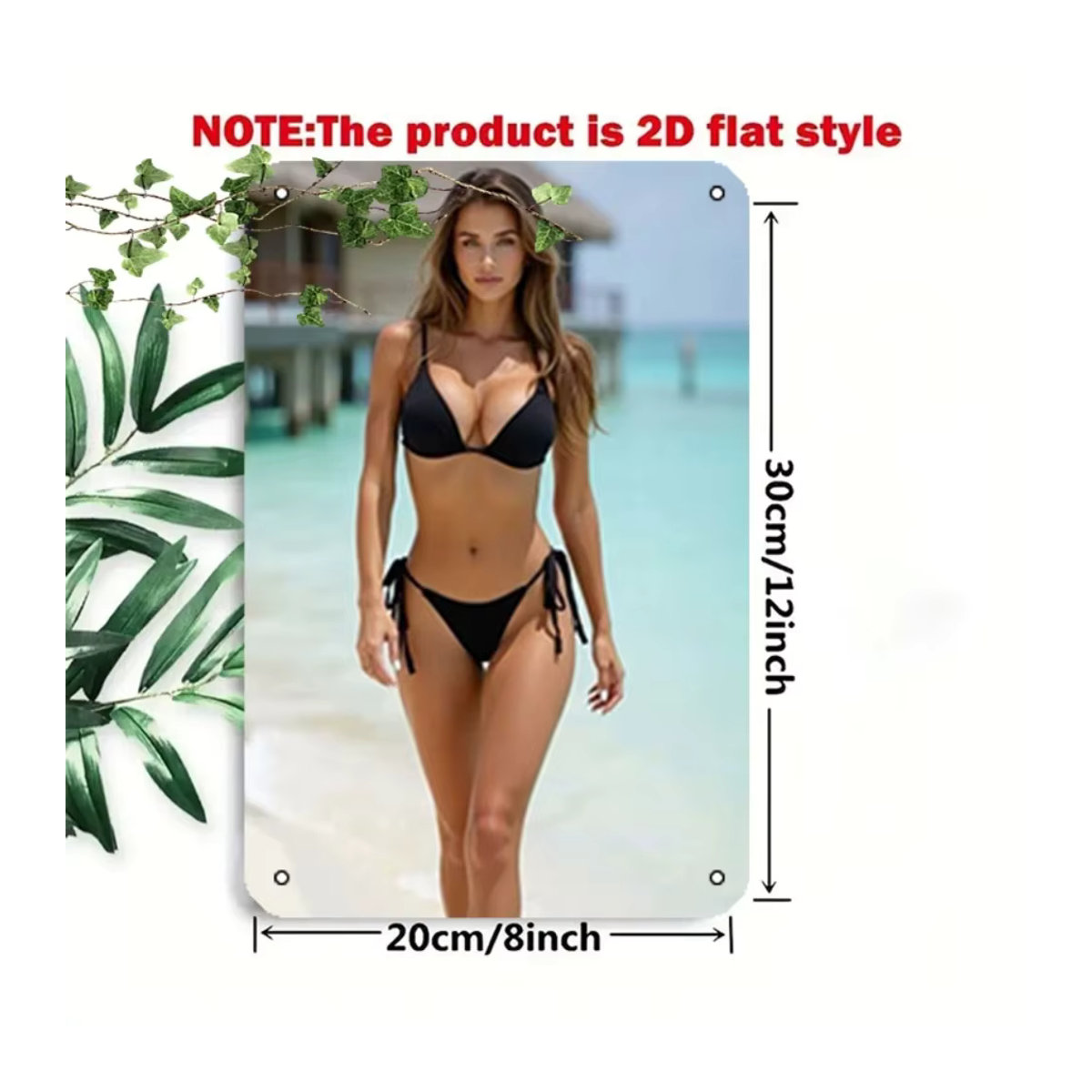 Vintage Beach Bikini Metallschild CIFBUY Retro Wanddekoration mehrfarbig B: 30,48 cm, H: 20,32 cm - Bild 2
