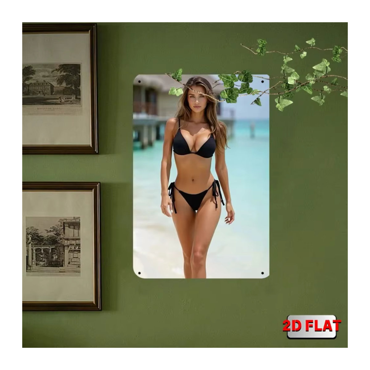 Vintage Beach Bikini Metallschild CIFBUY Retro Wanddekoration mehrfarbig B: 30,48 cm, H: 20,32 cm - Bild 4