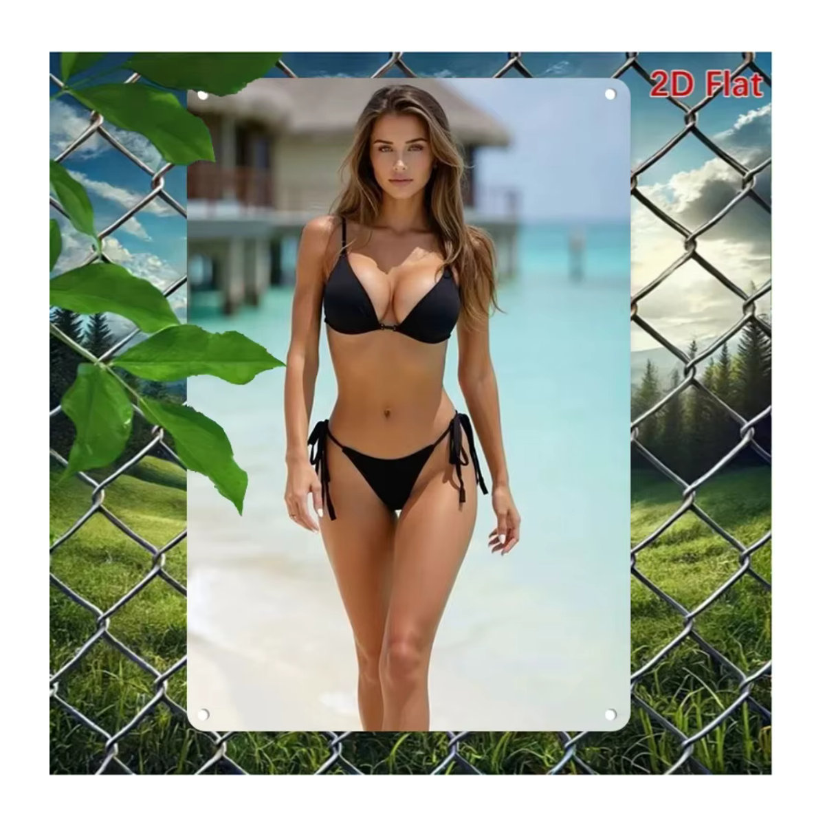 Vintage Beach Bikini Metallschild CIFBUY Retro Wanddekoration mehrfarbig B: 30,48 cm, H: 20,32 cm - Bild 5