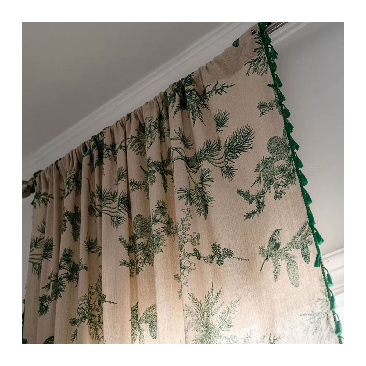 Vintage Blumen Vorhänge mit Bauernhaus Muster in Grün für Wohnzimmer, Schlafzimmer oder Schiebetüren, Länge: 84 Zoll - Bild 3