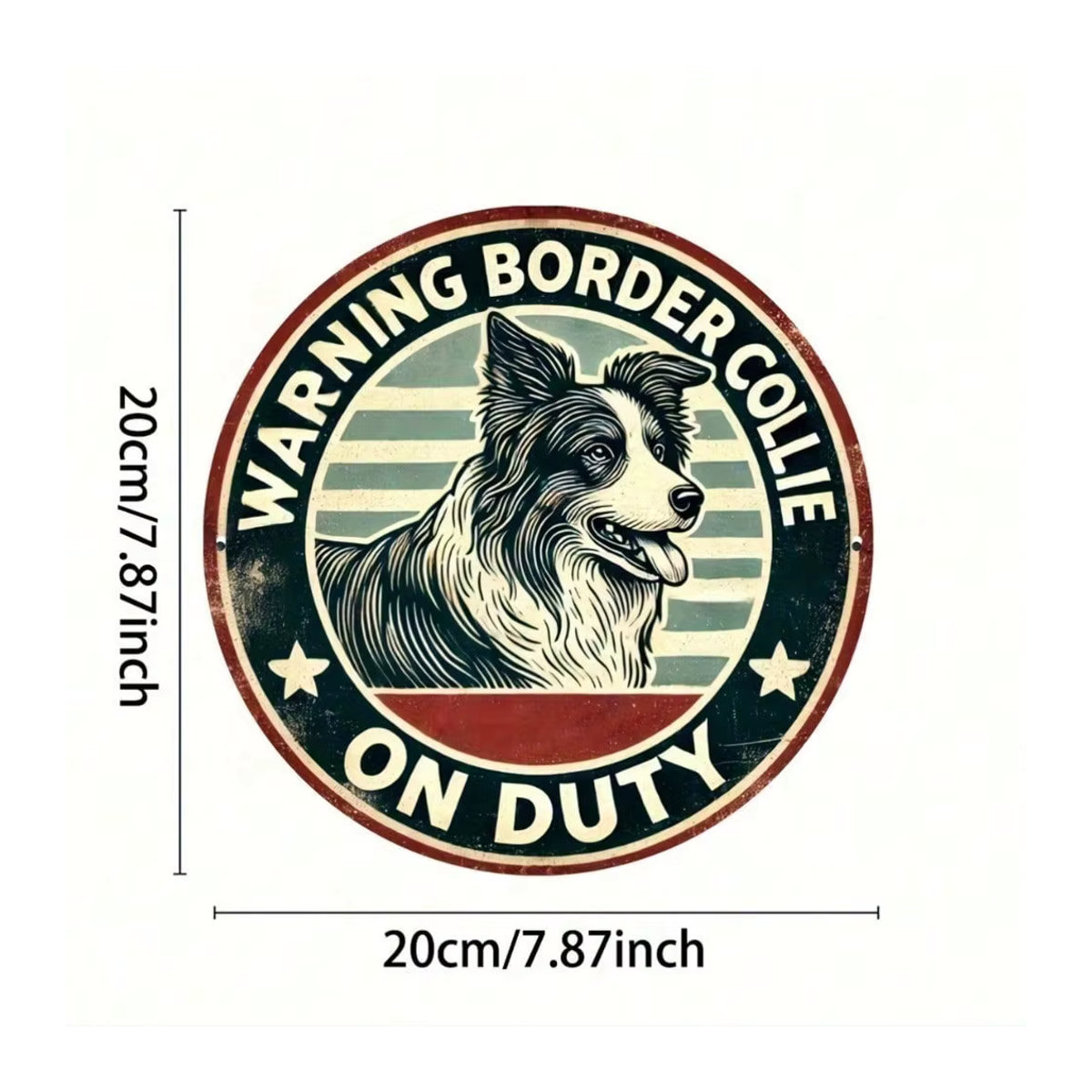 Vintage Border Collie Hundeschild aus Metall von CIFBUY, rund, mehrfarbig, Durchmesser: 30,48 cm - Bild 2