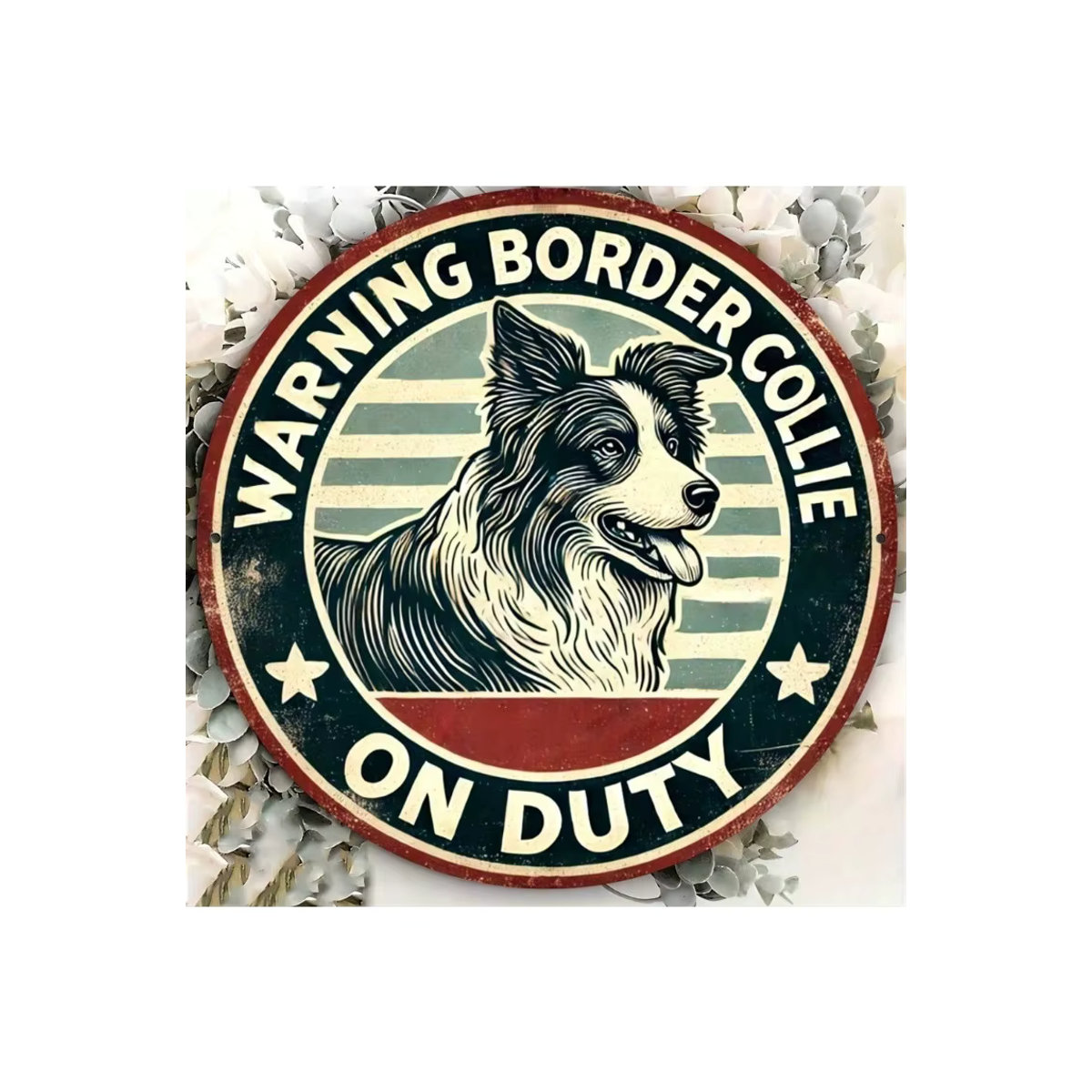 Vintage Border Collie Hundeschild aus Metall von CIFBUY, rund, mehrfarbig, Durchmesser: 30,48 cm - Bild 4