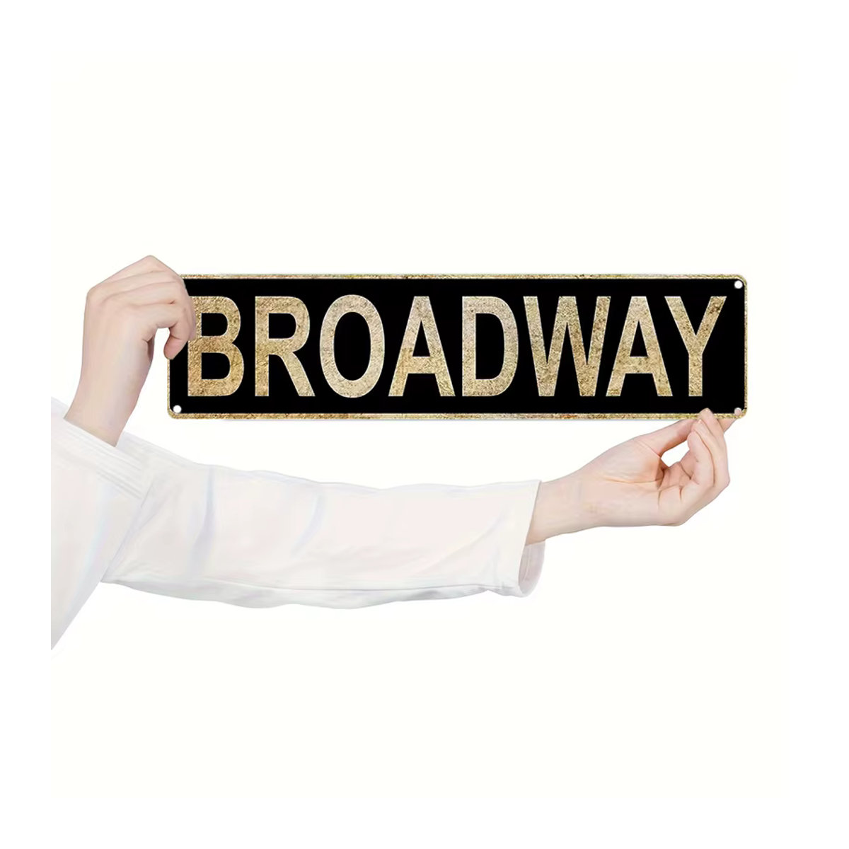 Vintage Broadway-Straßenschild Wanddekoration aus Metall in Gold und Schwarz, B: 40 cm, H: 40 cm, T: 10 cm - Bild 5