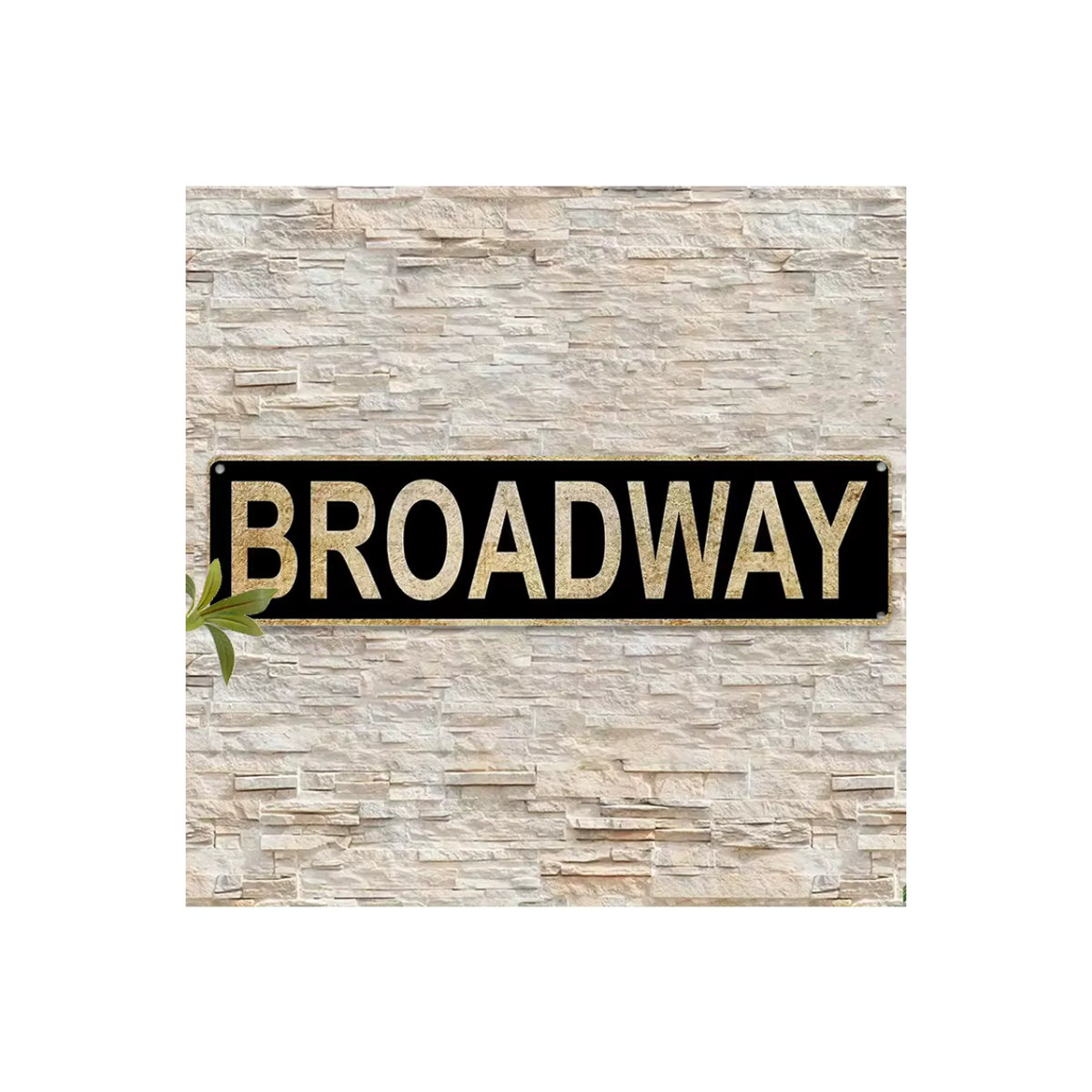 Vintage Broadway-Straßenschild Wanddekoration aus Metall in Gold und Schwarz, B: 40 cm, H: 40 cm, T: 10 cm - Bild 7