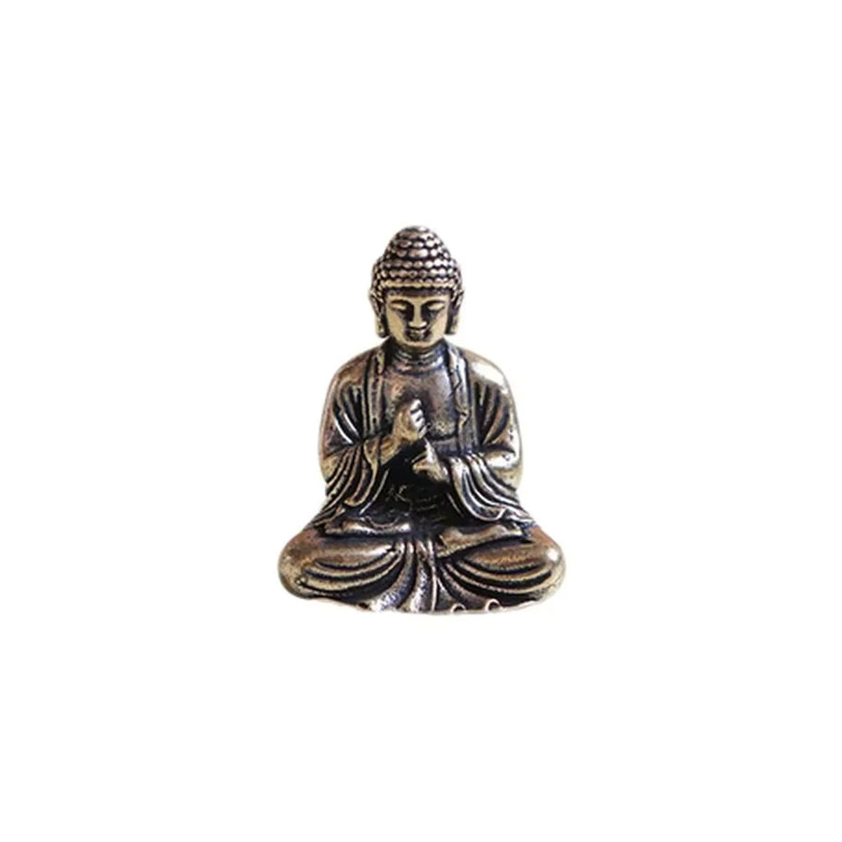 Vintage Buddha Statue aus Messing in Gold als dekorative Skulptur für Schreibtisch und Büro - Bild 4