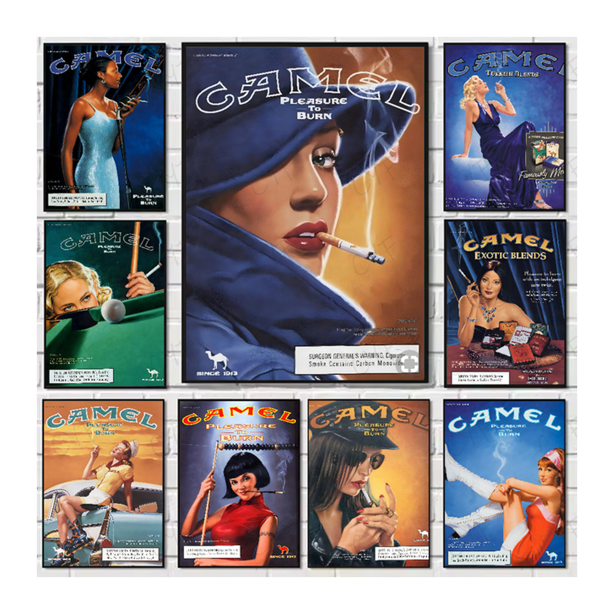 Vintage Camel Zigaretten Poster als mehrfarbige Wandkunst im Hochformat - Bild 1