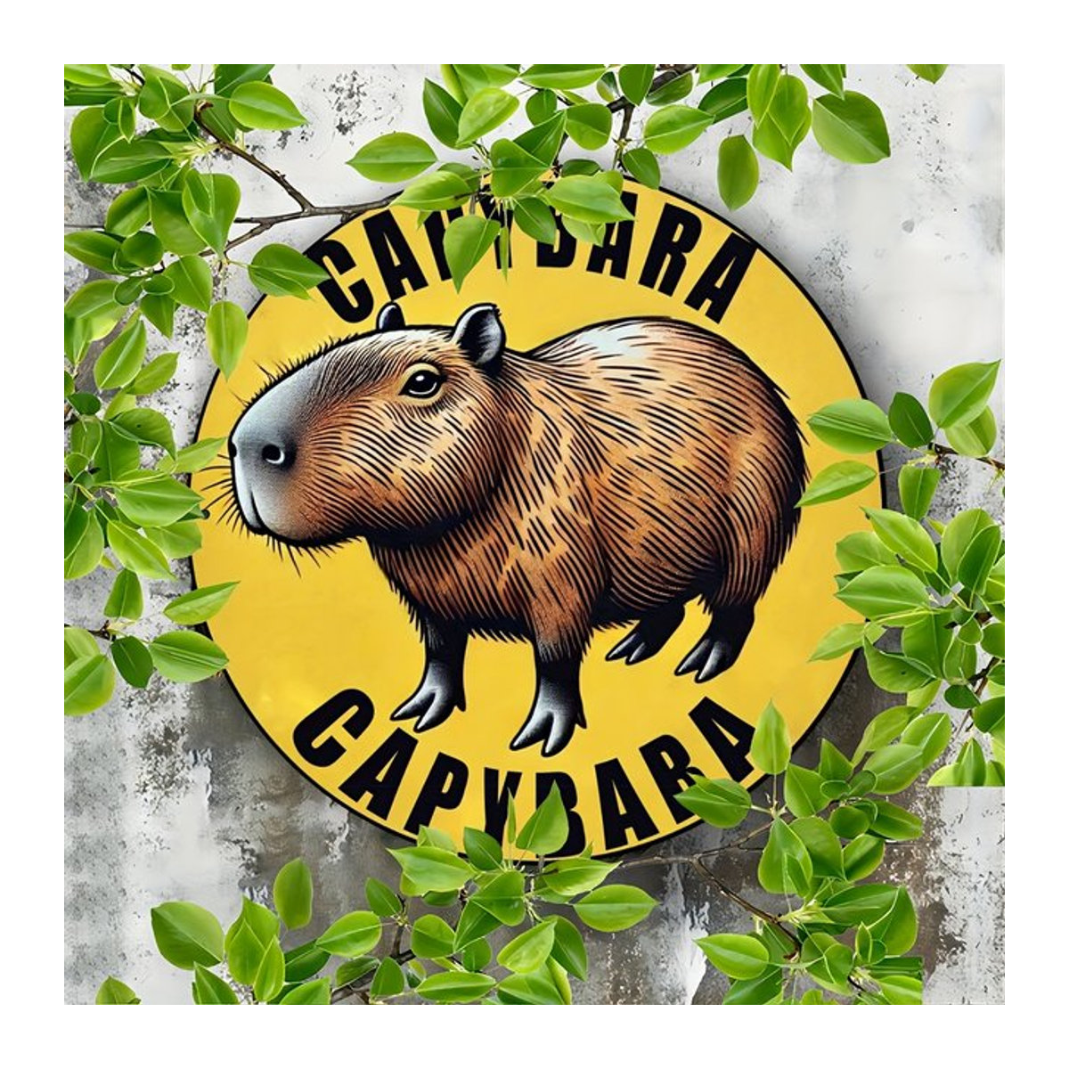 Vintage Capybara Aluminiumschild von Potdemiel in Gelb zur Wandmontage - Bild 1