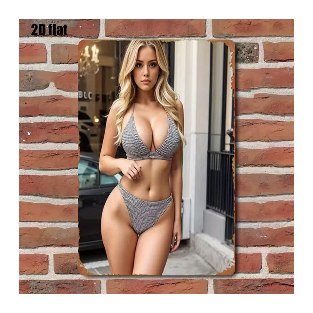 Vintage Coastal Beach Girl Metallschild von CIFBUY, mehrfarbig, B: 20,3 cm, H: 30,5 cm - Bild 4