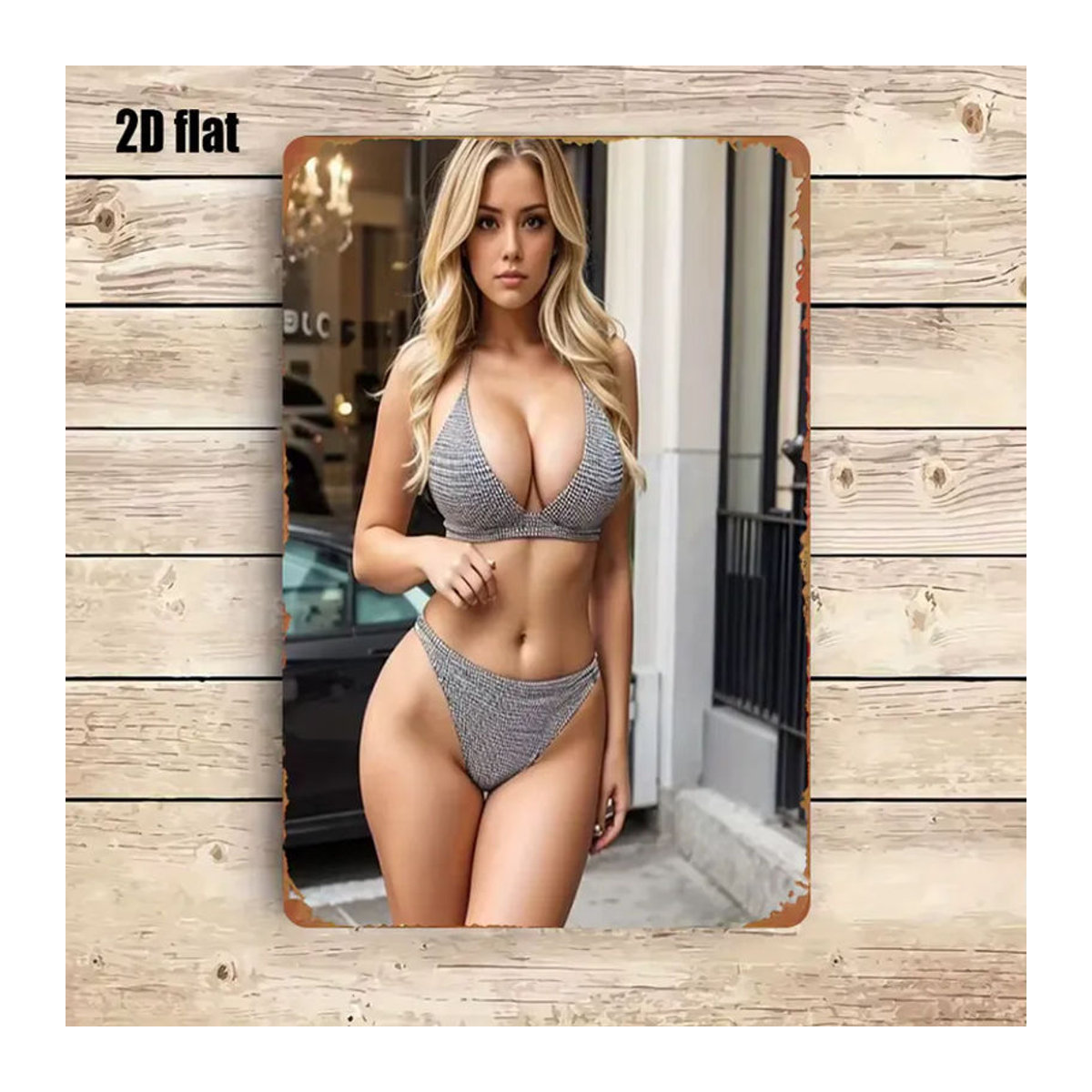 Vintage Coastal Beach Girl Metallschild von CIFBUY, mehrfarbig, B: 20,3 cm, H: 30,5 cm - Bild 5