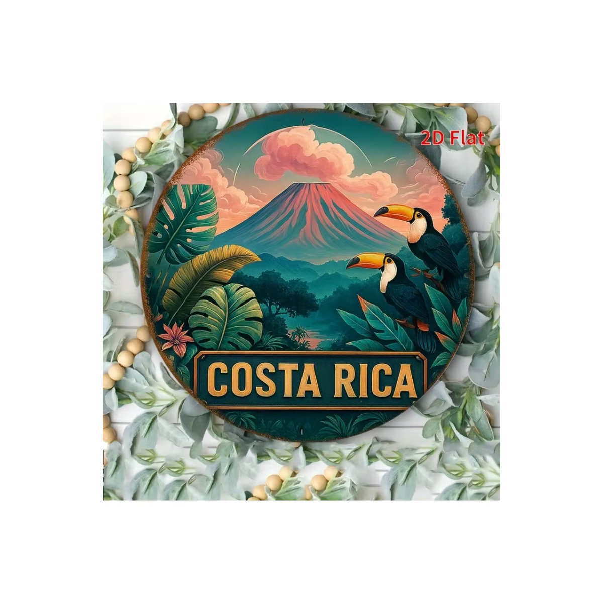 Vintage Costa Rica Tropical Landscape Metallschild Potdemiel, mehrfarbig, B/B/B: 20,3 x 20,3 x 0,2 cm - Bild 7
