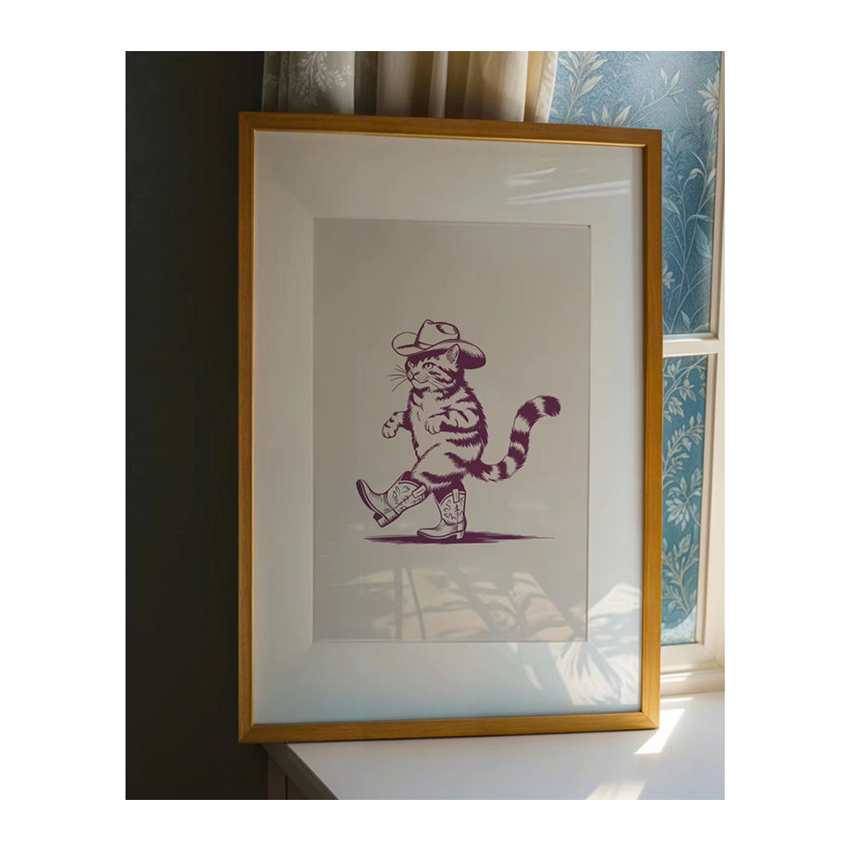 Vintage Cowboy-Katzen-Poster von SHENCHEN in Lila als dekorative Tier-Illustration auf Papier - Bild 6